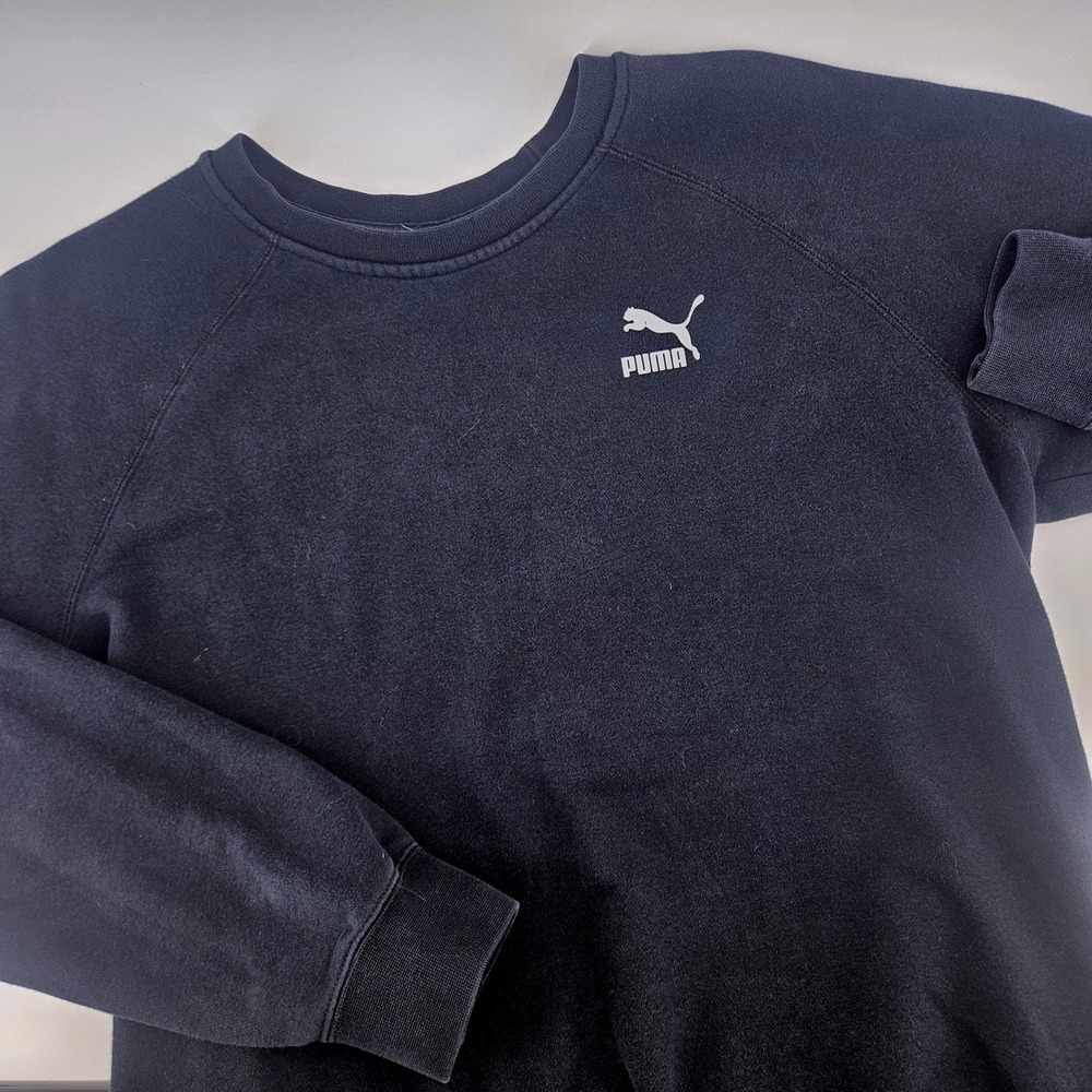 Puma Mens Size M Sweatshirt Black Cotton Utility Pocket Raglan Classic Trendy